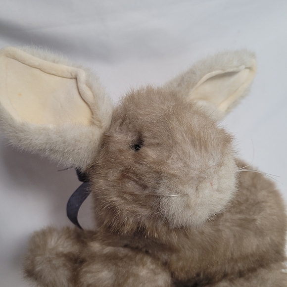 The Boyds Collection 12" Brown & Cream Fully Jointed Bunny Rabbit Blue Bow - Picture 5 of 11